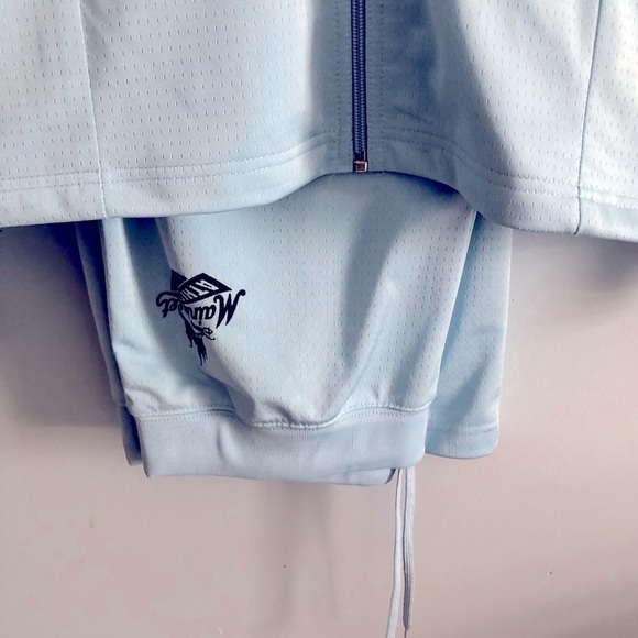 Disney Parks World 2 Piece Main Street Hood Full Zip Track Suit Pale Blue L - Picture 9 of 14